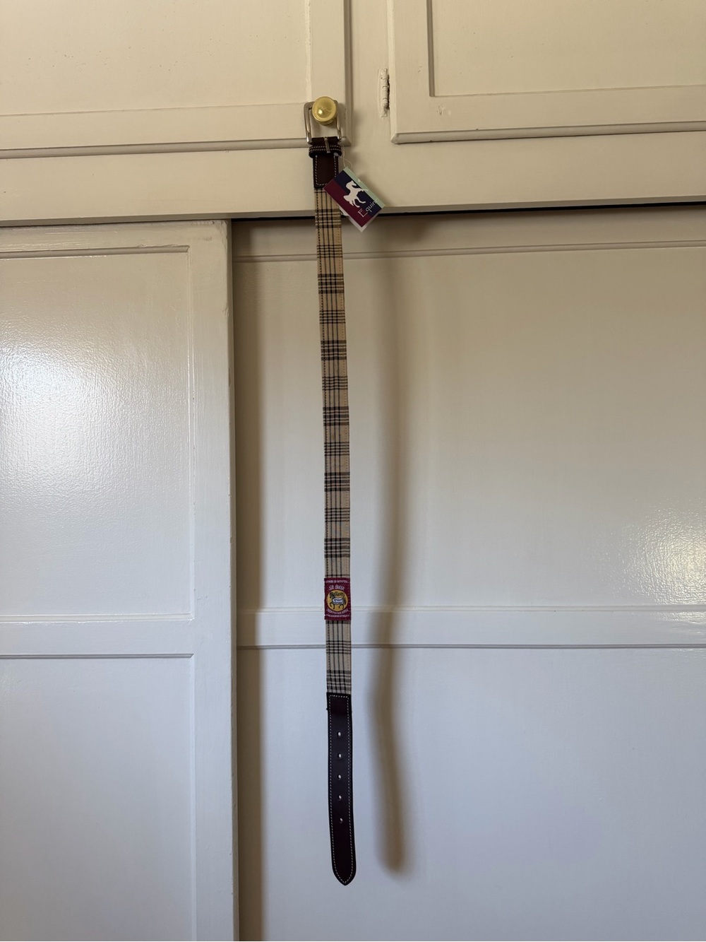 Baker Plaid Belt with Leather Trim